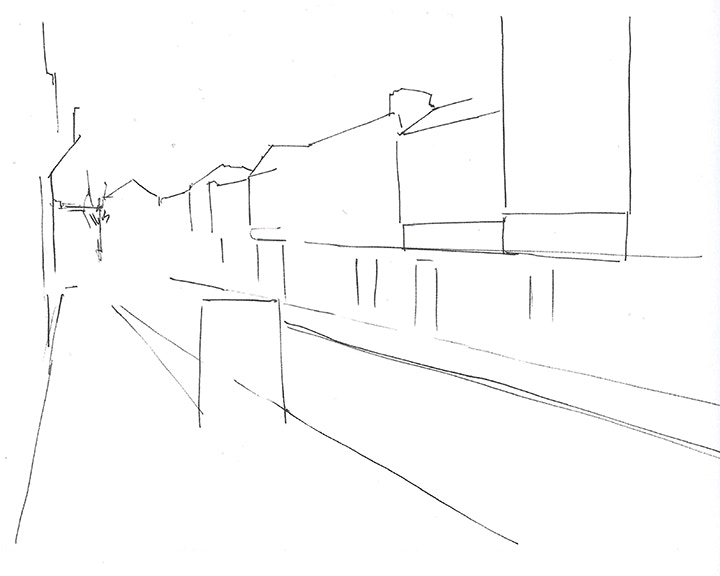 Urban sketch initial composition